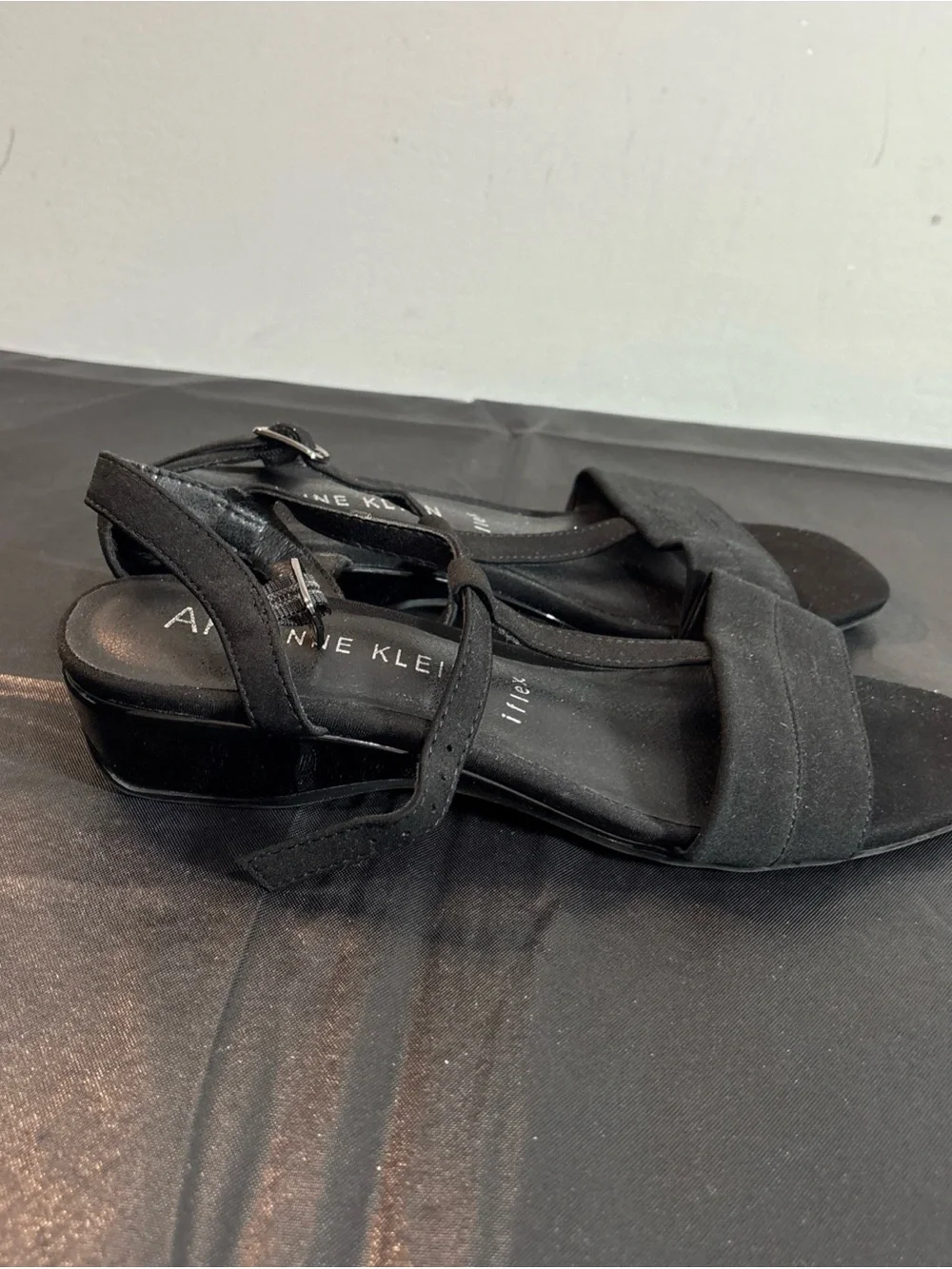 Anne Klein Black Ankle-Strap Sandals. Sz 7.5. 9/17